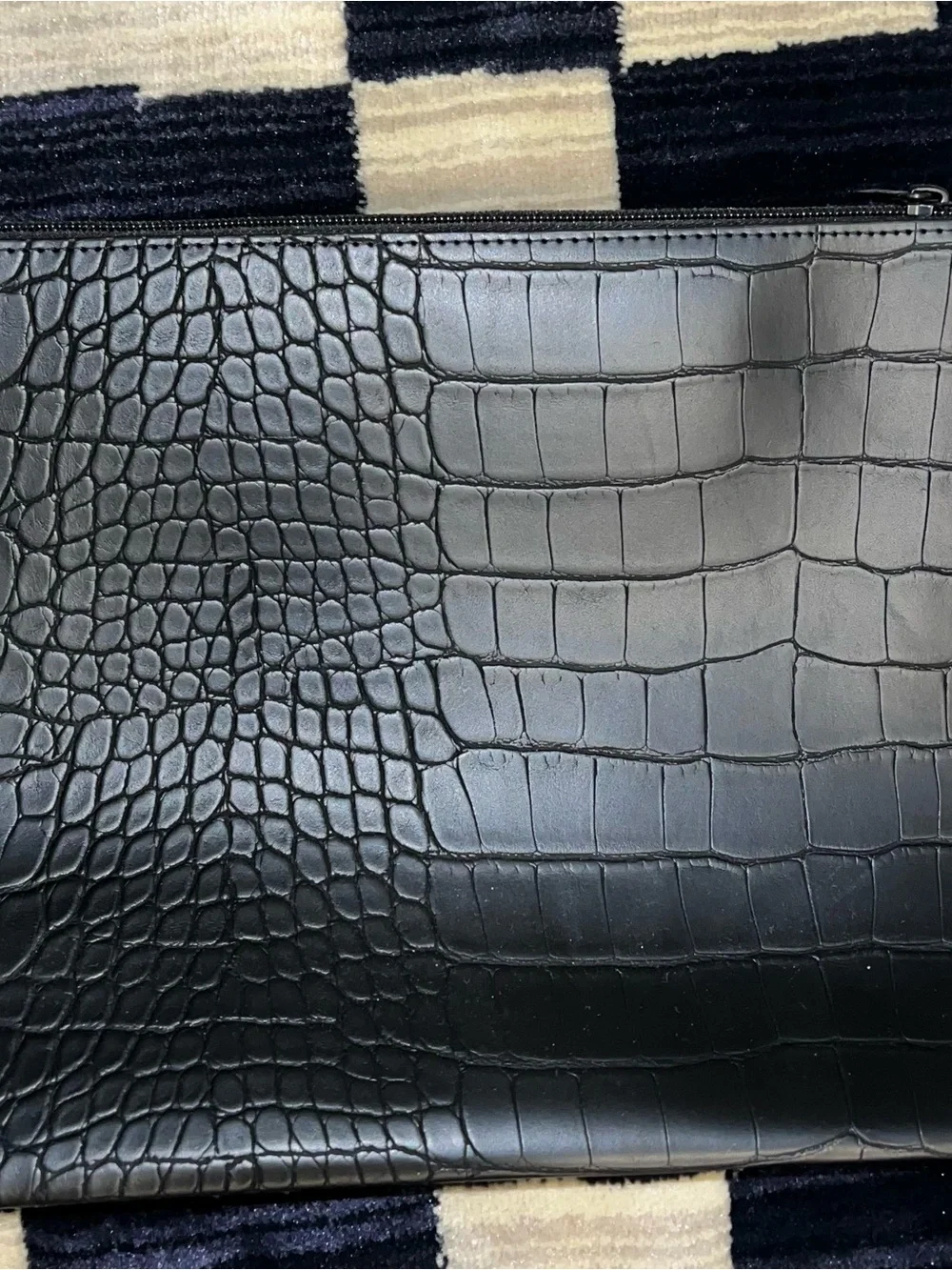 BEIS Black Croc-Embossed Laptop Tote